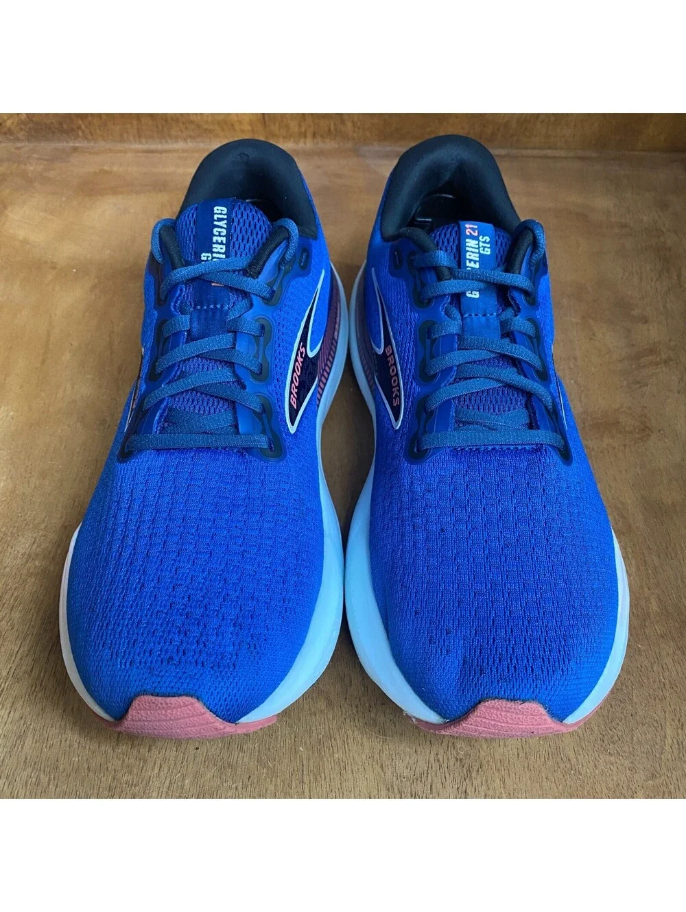 Brooks Glycerin GTS 21 Shoes Women 10 Blue Ice Pink Running Sneakers 1204091B496